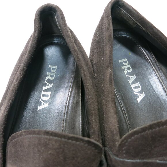 Prada 9 Suede Leather Loafers Casual Dress Moccasins Shoes Zapatos Italy 10 M